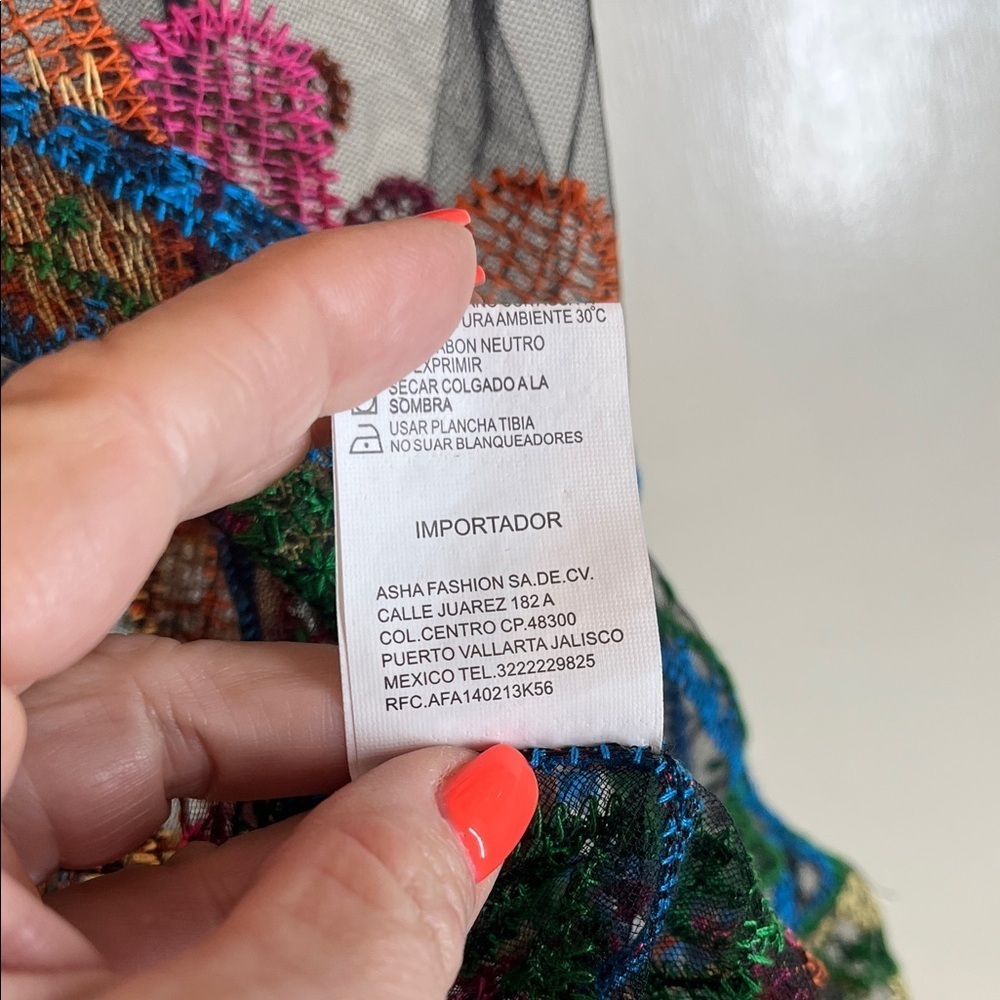 Asha NWT Colorful Sheer Embroidered Kimono OS - Picture 9 of 13
